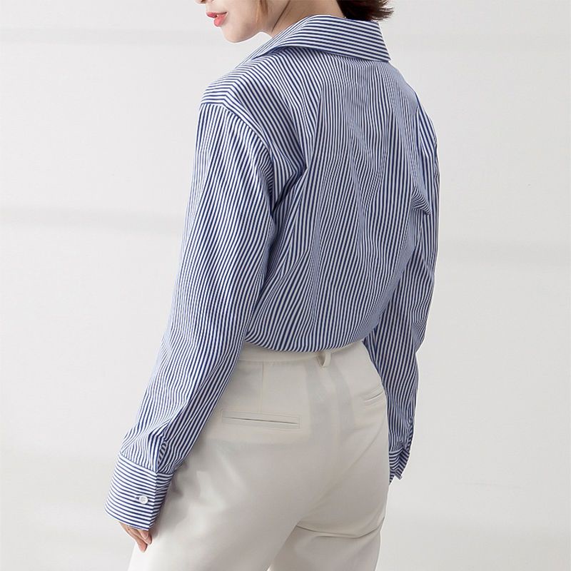 Áo Sơ Mi Nữ Dài Tay Sọc Dọc Thời Trang Hàn Quốc