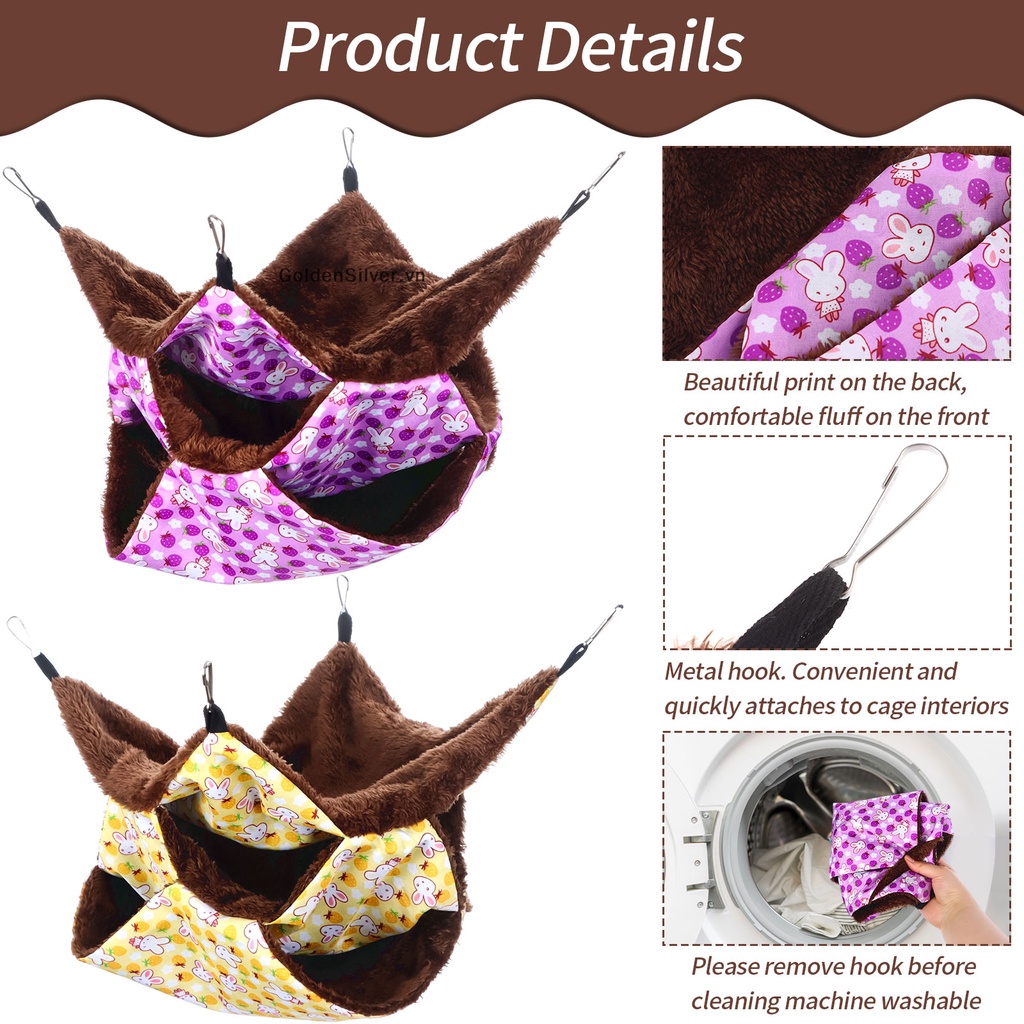 Set 4 Võng Treo Nhỏ Màu Vàng Bạc Cho Thú Cưng