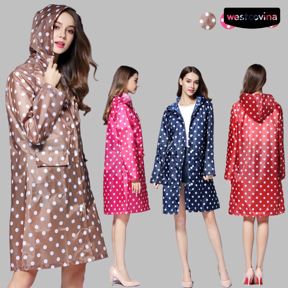 [COD]☁Áo Mưa Chống Thấm Nước Họa Tiết Chấm Bi Dễ Thương Dành Cho Nữ