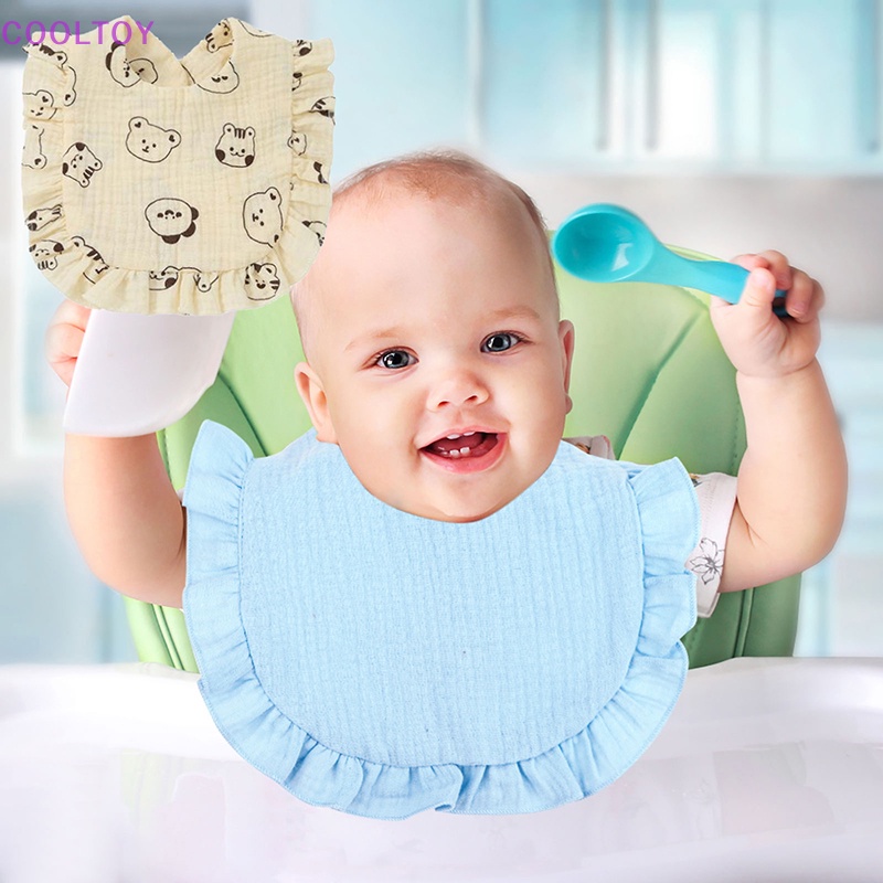 1 Yếm Ăn Cotton Mềm Mại Họa Tiết Hoa Xinh Xắn Cho Bé