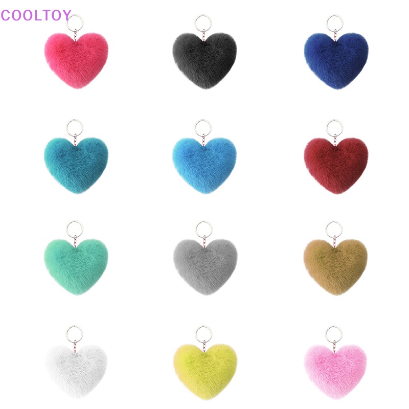 Cooltoy Móc Khóa Lông Thỏ Giả Hình Trái Tim Đáng Yêu Thời Trang Cho Nữ