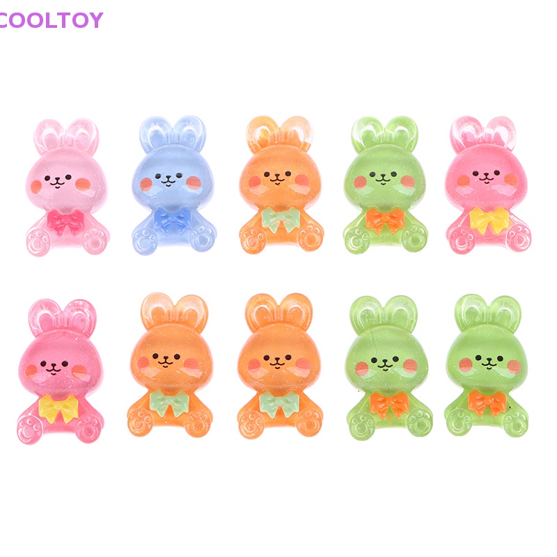 Cooltoy Set 10 Tượng Nhựa Resin Hình Thỏ Gấu Hoạt Hình Kawaii Trang Trí Sổ Tay DIY