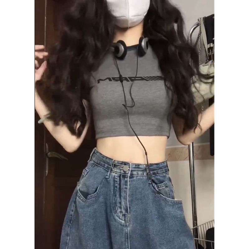 Áo baby tee Thun croptop Tay Ngắn Raglan Màu Sắc Retro Thời Trang Dành Cho Nữ