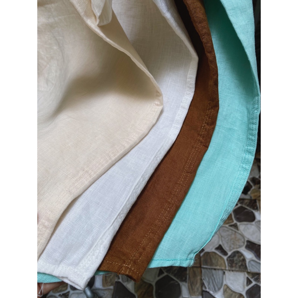 Áo Sơmi Linen Nam Cao Cấp Tay Ngắn Trơn