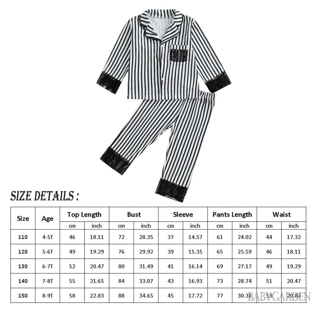 Bộ Đồ Ngủ Áo Tay Dài Cài Khuy Kẻ Sọc + Quần Dài Thời Trang Cho Bé Gái 4-9 Tuổi