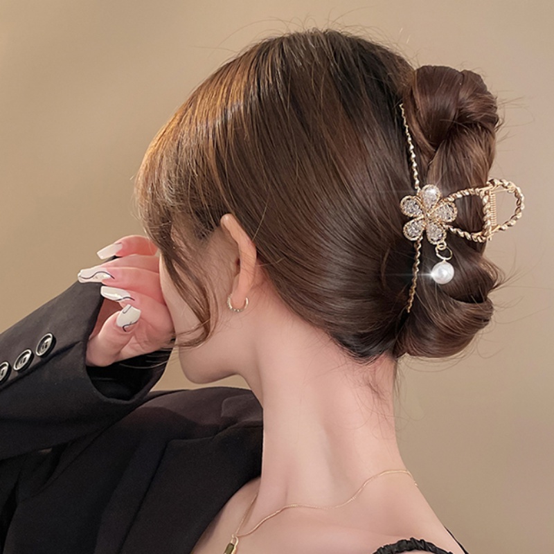 Kẹp Tóc Hình Cá Mập Đính Đá Nhân Tạo Phong Cách Hàn Quốc Đơn Giản Dành Cho Nữ