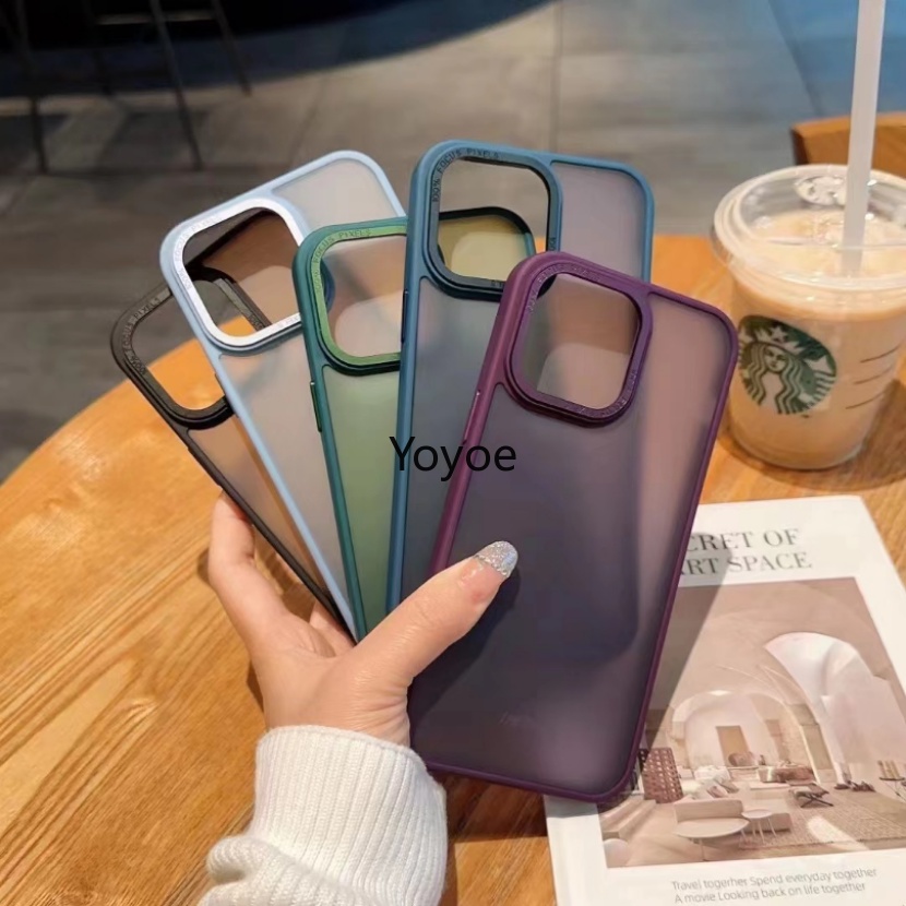 Ốp Điện Thoại Acrylic Cứng Trong Suốt Chống Sốc Mặt Nhám Sang Trọng Cho iPhone 14 13 12 11 Pro X XR XS Max 7 8 Plus