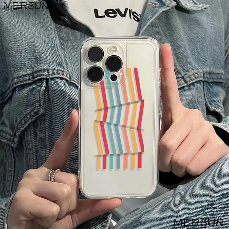 ✅Ốp Điện Thoại Mềm Chống Sốc Họa Tiết Kẻ Sọc 136In14Pro11 78max iPhone12