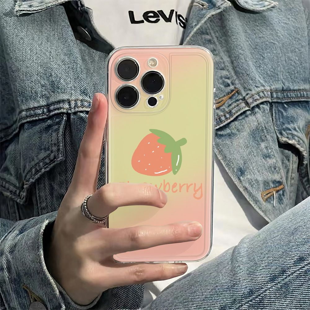 ✅Ốp Điện Thoại Dẻo Họa Tiết Trái Dâu Đơn Giản Chống Sốc Cho Iphone 116In14Pro 13maxplusiPhone12 78