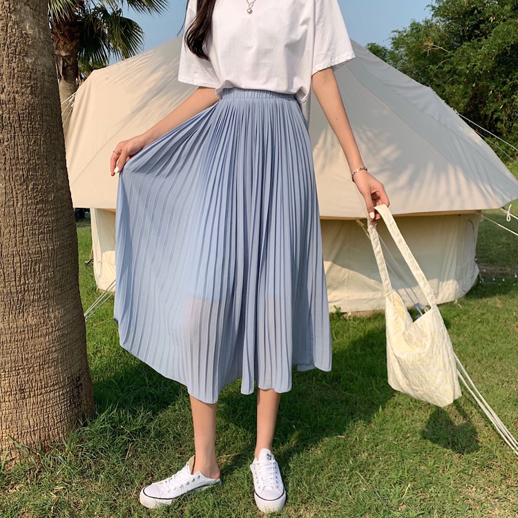 SUXI Chân Váy Chiffon Dài Lưng Cao Dáng Ôm Phong Cách Hàn Quốc Thời Trang Mùa Hè Cho Nữ