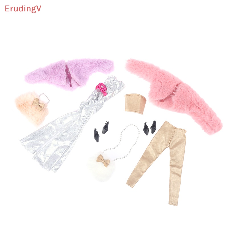 1 Bộ Áo Khoác Lông Không Tay + Đầm / Trang Phục Dành Cho Búp Bê Kích Thước 11.8 inch