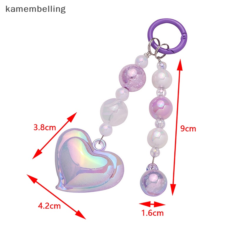Kamembelling Set Phụ Kiện Hạt Acrylic Hình Trái Tim Màu Sắc Nổi Bật Trang Trí Móc Khóa / Tai Nghe / Túi Trang