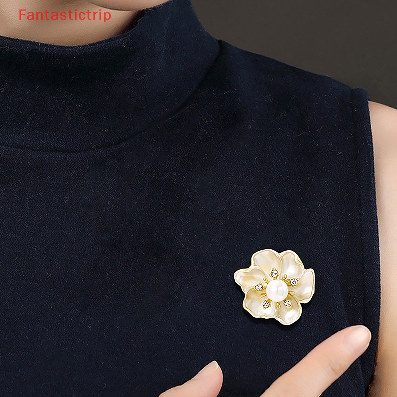 [Fantastictrip] Ghim Cài Áo Cardigan Hình Hoa Trà Thời Trang Nhẹ Nhàng Vintage Khí Chất