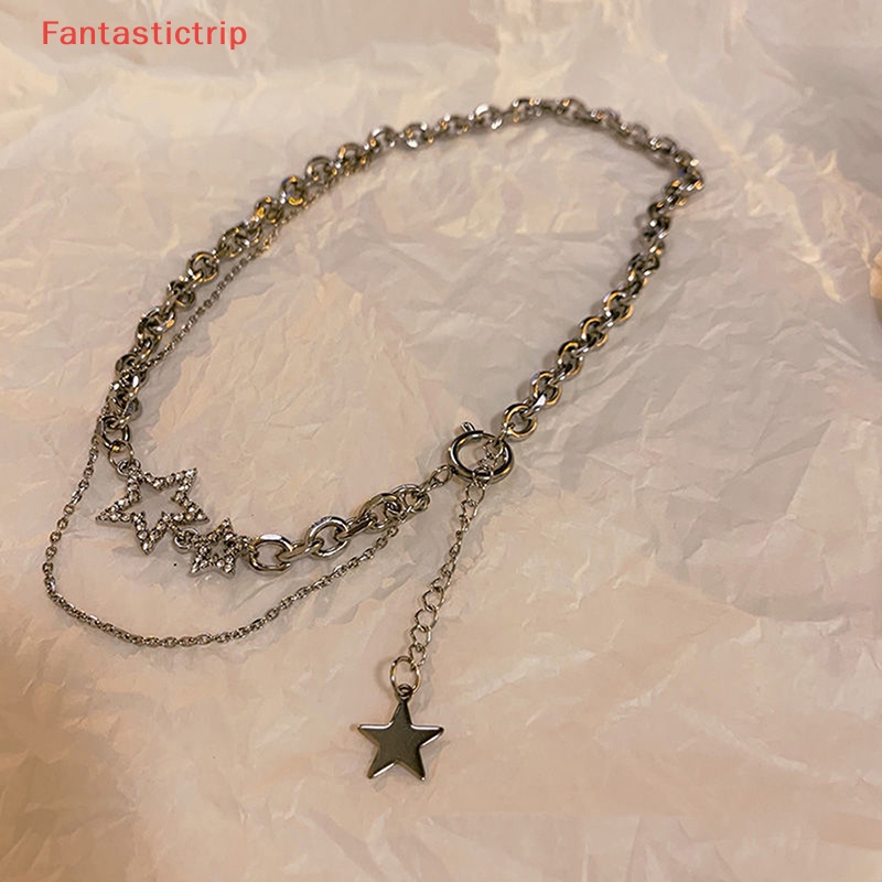 Vòng Cổ Choker Y2k Nhiều Lớp Đính Đá Zircon Hình Ngôi Sao Lấp Lánh Thời Trang Cho Nữ