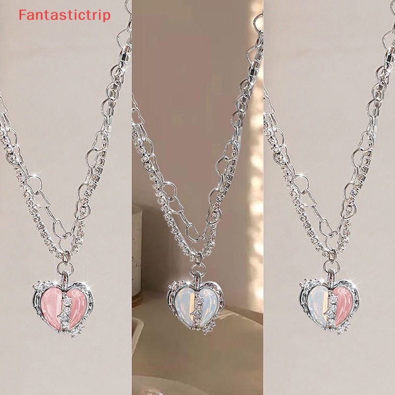 Vòng Cổ Choker Nhiều Lớp Mặt Trái Tim Màu Bạc Thời Trang Cho Nữ Y2K