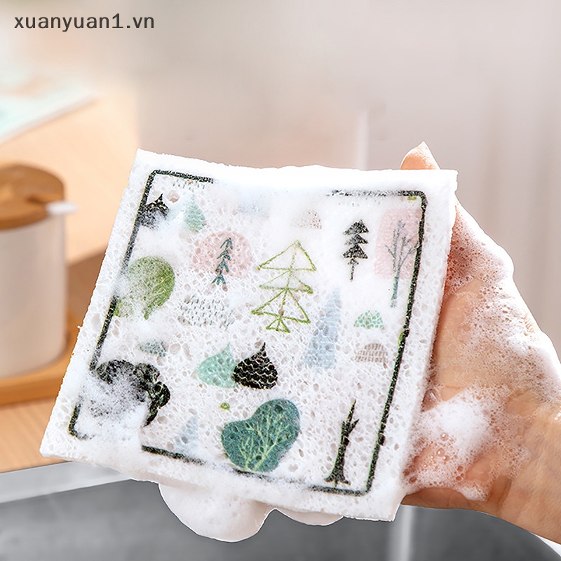 Khăn Lau Chén Dĩa Bằng Cotton Họa Tiết Hoạt Hình Dễ Thương