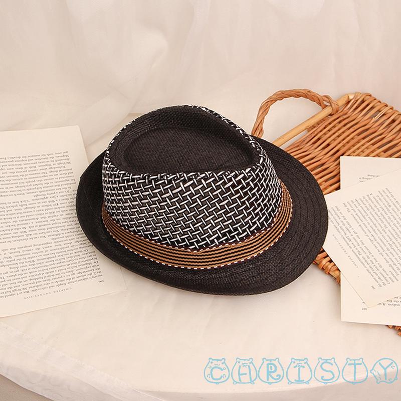 Mũ Cói Rộng Vành Chống Tia UV Phong Cách Vintage Thời Trang Đi Biển Mùa Hè Cho Bé Trai