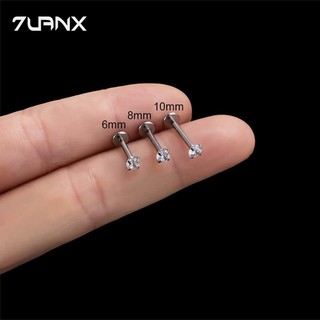 7uanX 1 Khuyên Môi Thép Titan G23 Đính Đá Zircon Thời Trang Unisex