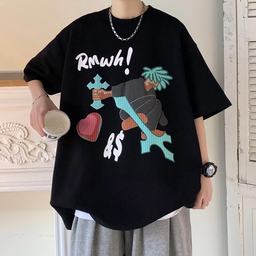 Áo Thun Ngắn Tay Dáng Rộng Thời Trang Mùa Hè Giản Dị Dễ Phối Đồ Dành Cho Nam