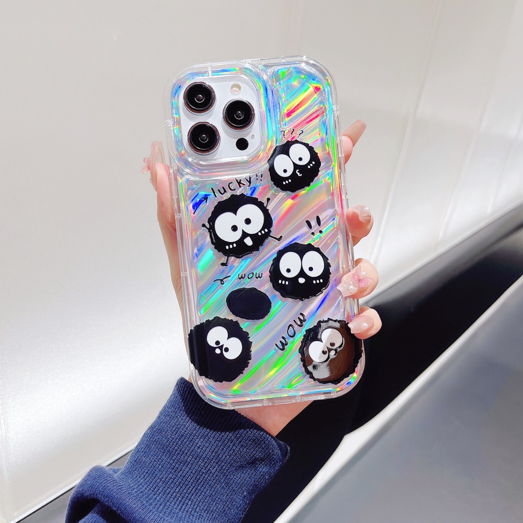 Ốp Điện Thoại TPU Trong Suốt Màu Laser Họa Tiết Hoạt Hình Cho iPhone 12 13 14 Pro Max