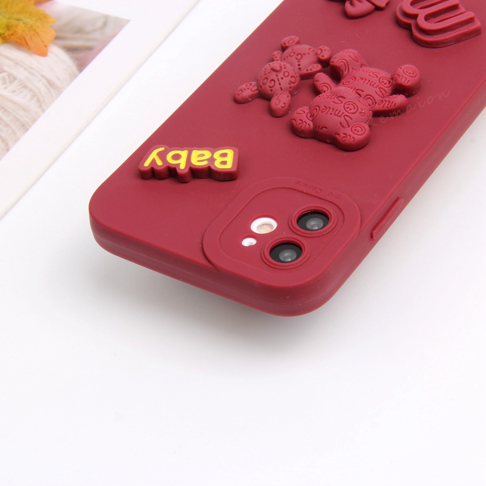 Ốp Điện Thoại Silicon Dẻo Hình Gấu 3D Cho iPhone X XR XS Max 11 12 13 14 Pro Max Plus Mini 6 S 7 8 Plus SE 2020 11Pro 12pro 13Pro