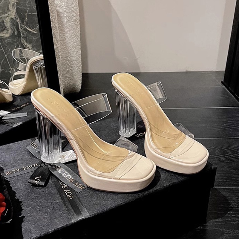 Giày Cao Gót Sandal Quai Trong Suốt Thời Trang 2023 Dành Cho Nữ
