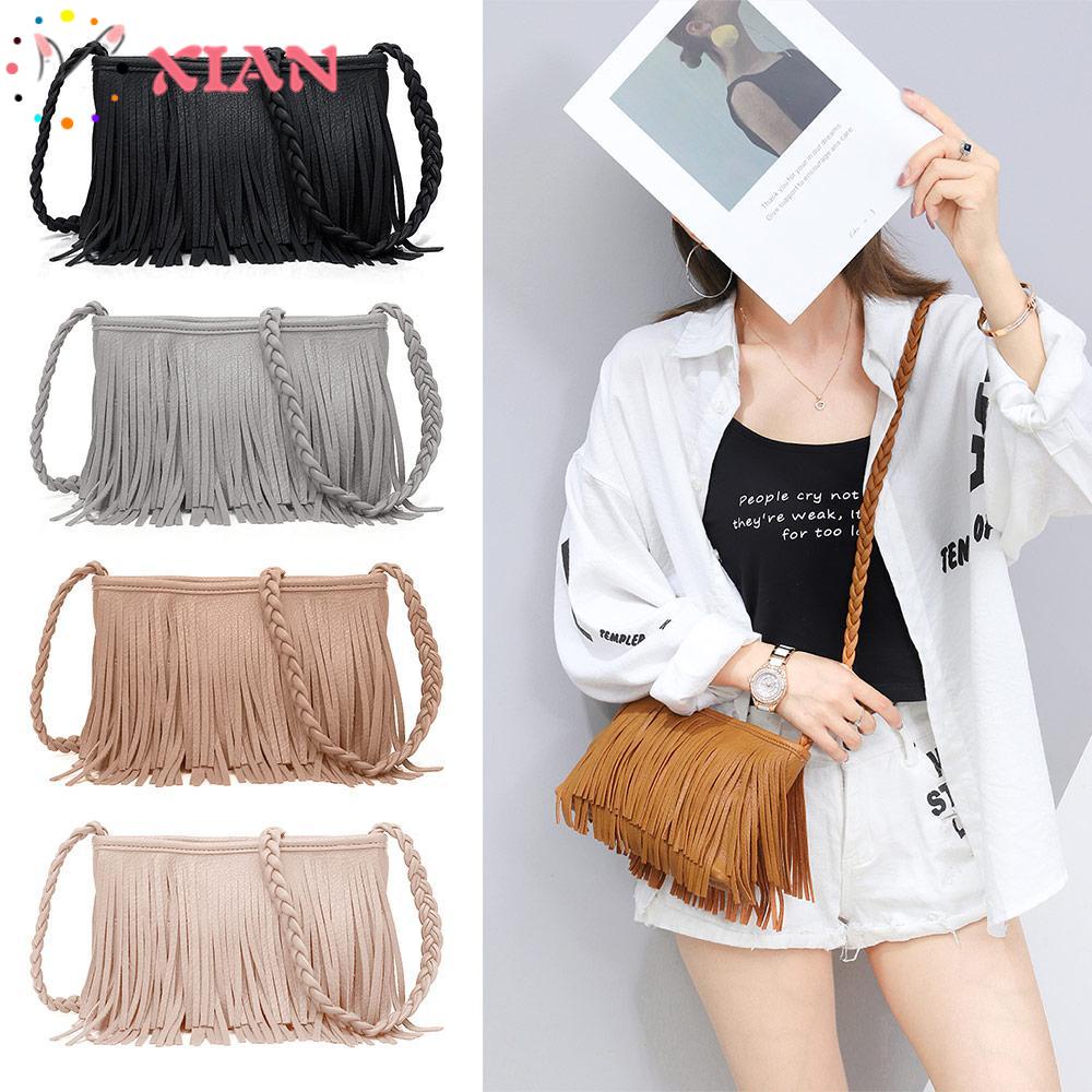 Túi Đeo Chéo Nhỏ Tua Rua Phong Cách Hippie