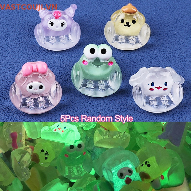 SANRIO Bộ 5 Đồ trang trí Búp Bê Hoạt Hình Melody Cinnamon Kuromi Mini Dạ Quang Trang Trí Tiểu Cảnh