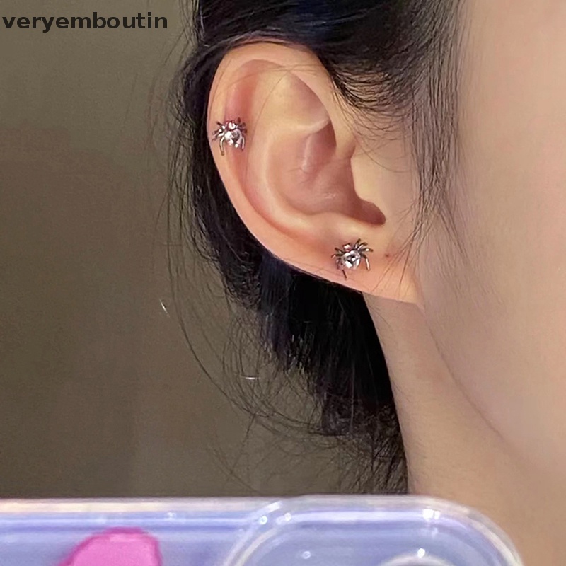 1 Đôi Khuyên Tai Hình Nhện / Trái Tim Đính Đá Zircon Thời Trang Cho Nữ