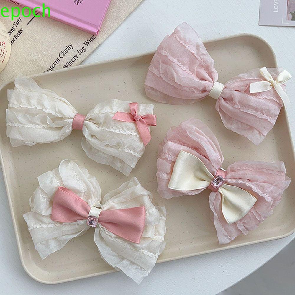 Epoch Kẹp Tóc Nơ Xếp Ly Y2K Đáng Yêu Dành Cho Nữ