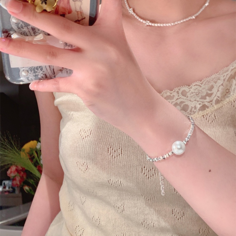 Vòng Tay Chuỗi Hạt Ngọc Trai Bằng Kim Loại Thời Trang Cho Nữ