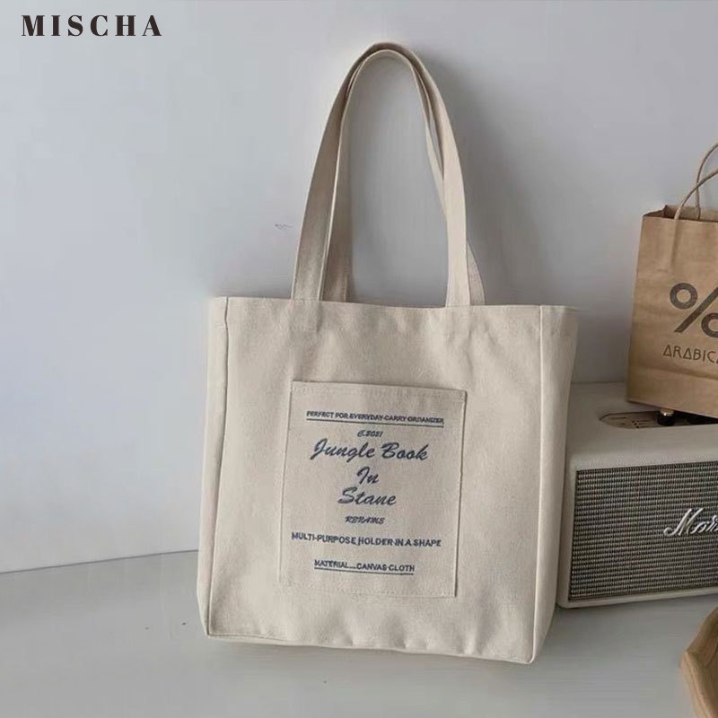 MISCHA Túi vải Cỡ Lớn Thiết Kế Đơn Giản Thời Trang Hàn Quốc Cho Nữ