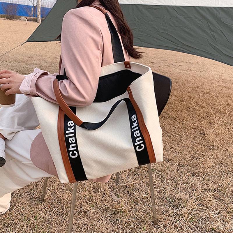MISCHA Túi Tote Đeo Vai Bằng Vải canvas Sức Chứa Lớn Đơn Giản Nghệ Thuật Cho Nữ
