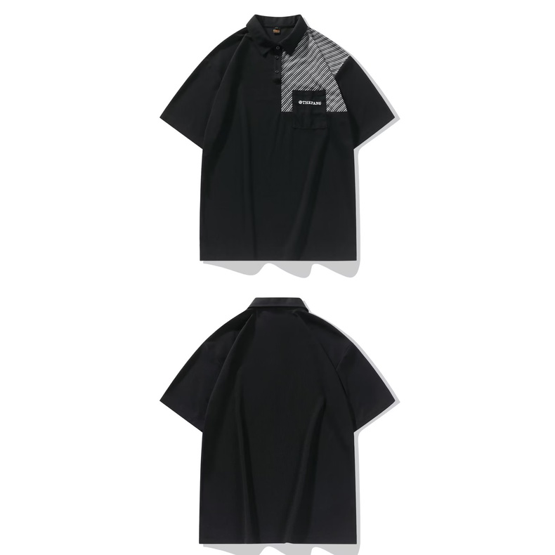 Áo polo Màu Đen Tay Ngắn Dáng Rộng Có Size Lớn XXL-8XL Dành Cho Nam Giới