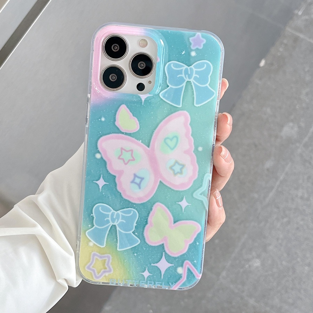 Ốp Điện Thoại TPU Mềm Trong Suốt Chống Sốc Họa Tiết Bướm Cho iPhone 14 13 12 11 Pro Max
