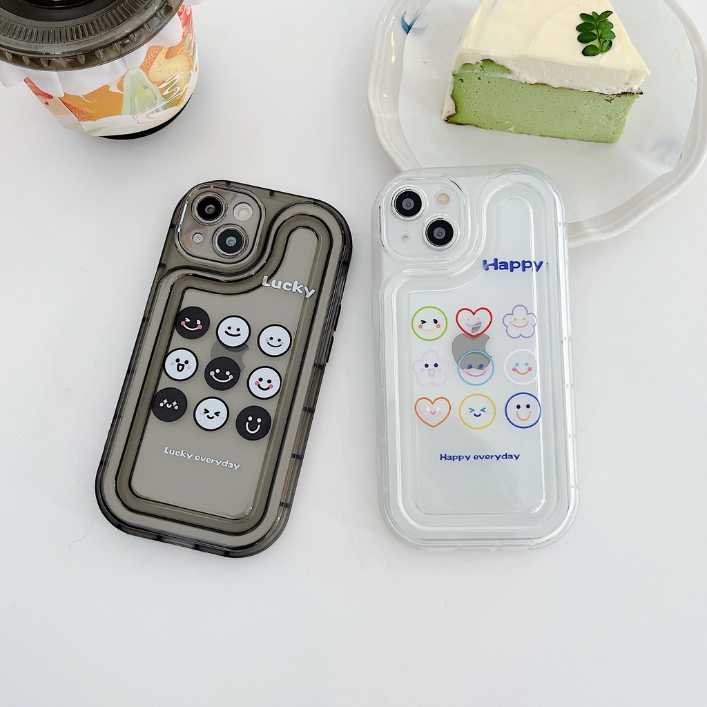Ốp Điện Thoại TPU Dẻo Trong Suốt Họa Tiết Trái Tim &amp; Mặt Cười Dễ Thương Cho iPhone 14 Plus 13 12 11 Pro Max