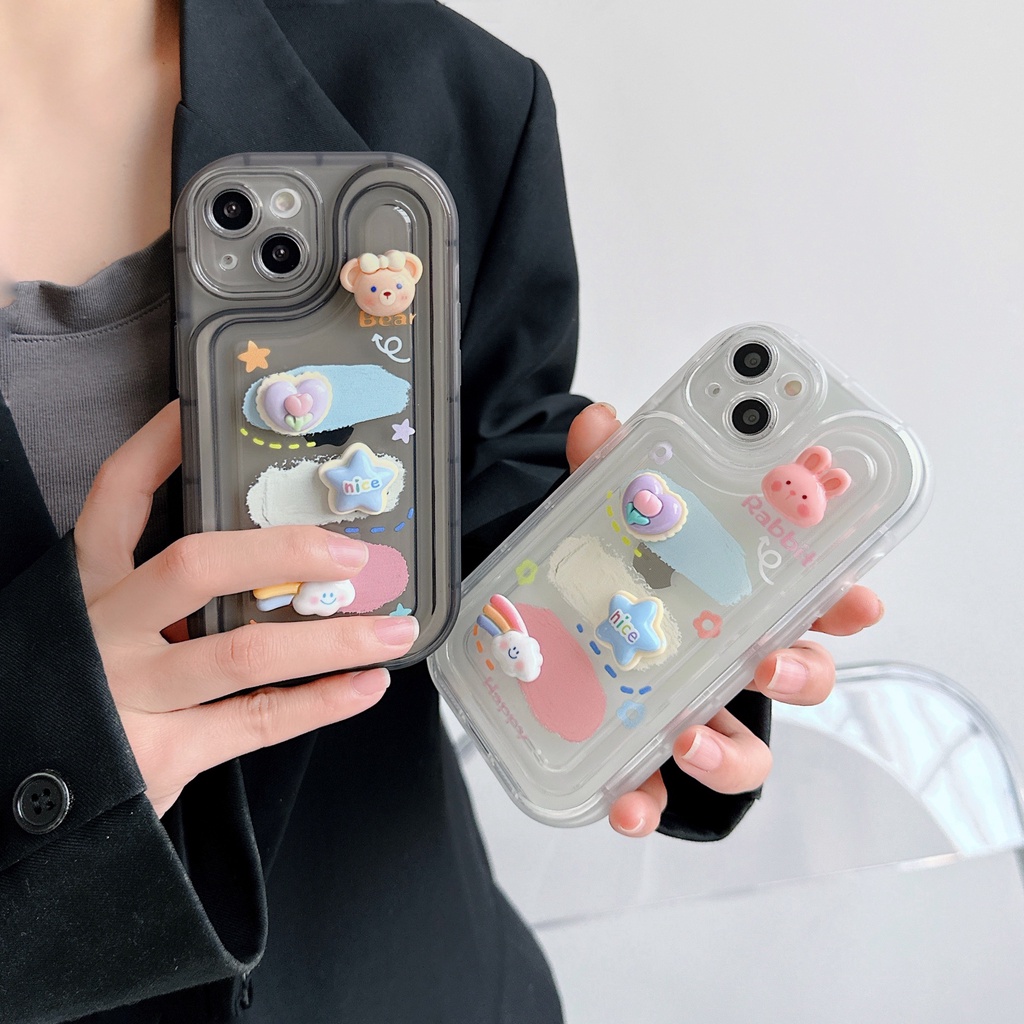 Ốp Điện Thoại PC Tpu Mềm Trong Suốt Họa Tiết Hoạt Hình Dễ Thương Cho iPhone 13 12 11 Pro Max 14 Plus