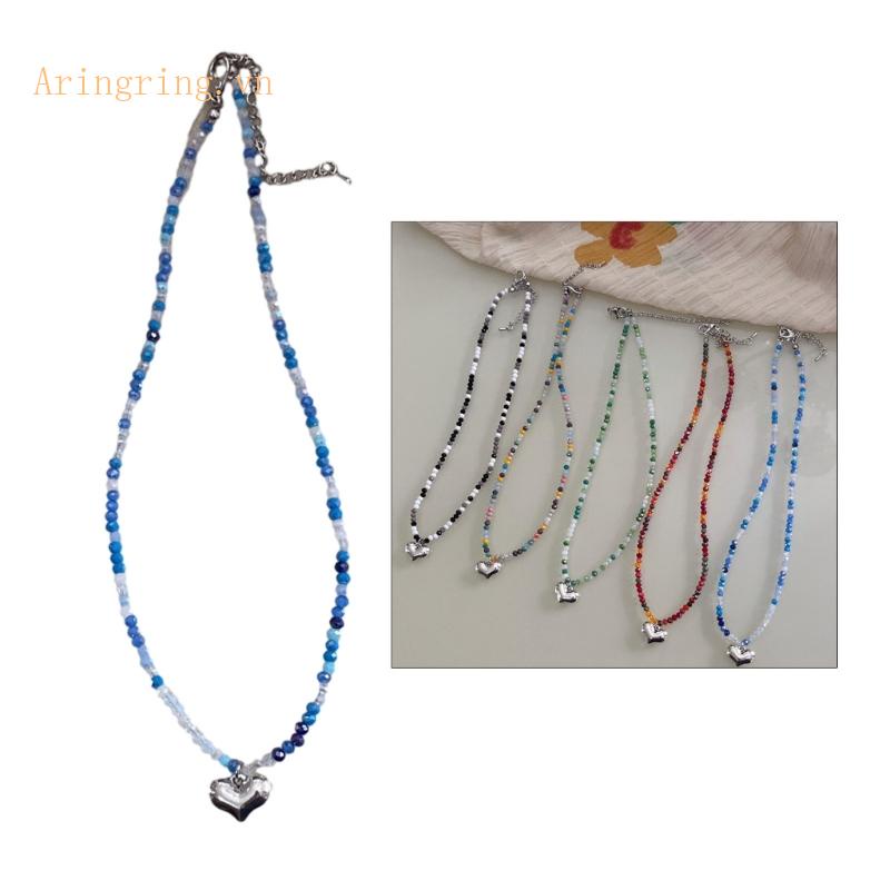 Vòng cổ Sợi Xích Mặt Trái Tim Nhiều Màu Sắc Thời Trang Phong Cách Punk Y2K