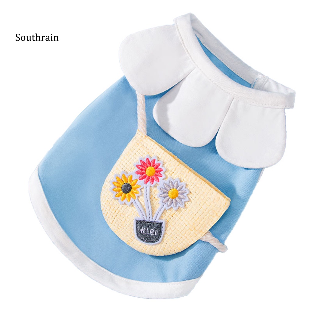 Áo Ba Lỗ In Hoa Hai Ống Chân Bằng Vải Cotton Cho Cún Cưng