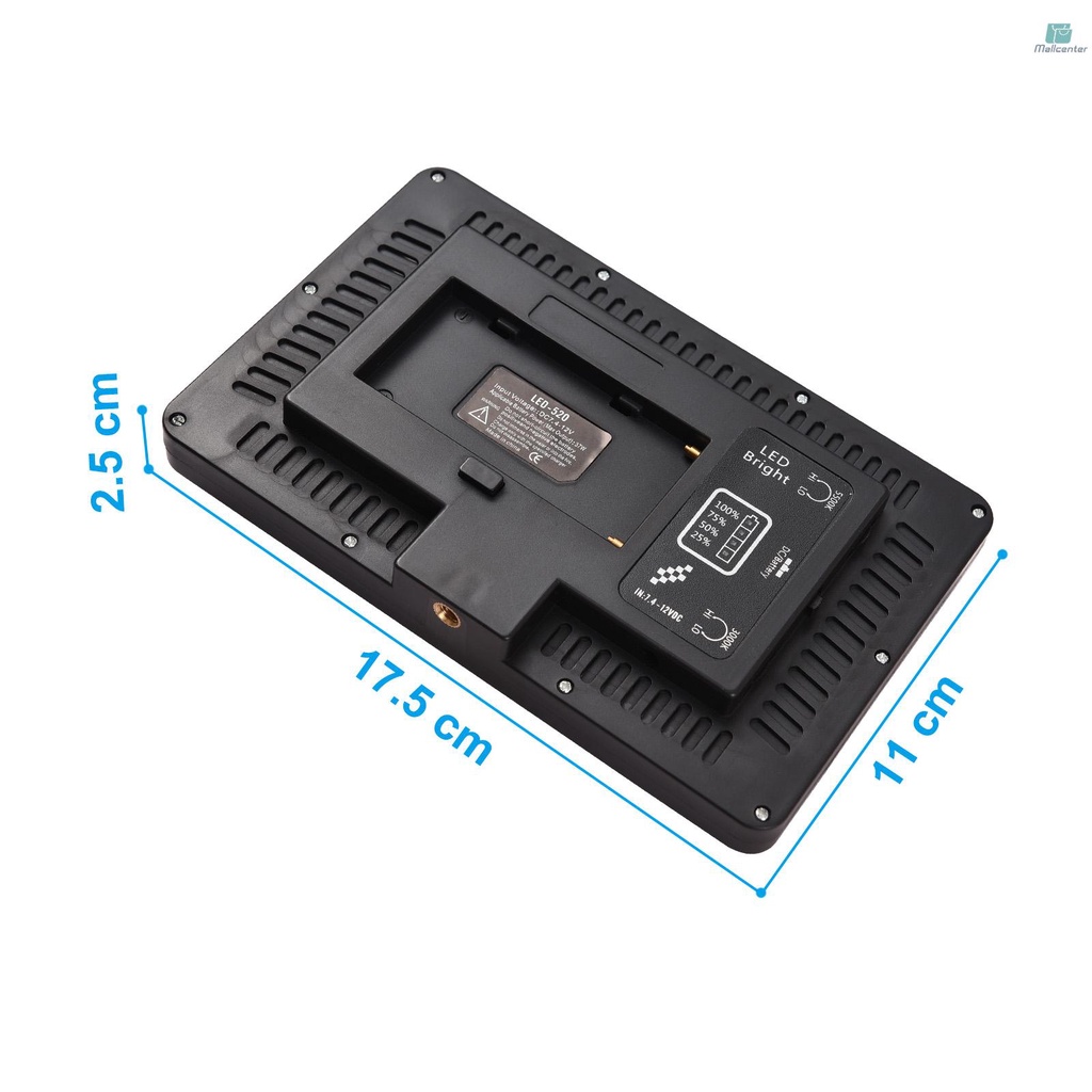 Portable LED Video Light Photography Fill Light 520pcs LED Beads 3000K/5500K Bi-Color Dimmable DC/NP Series Battery Powered with Barndoor Cold   Shoe Adapter Power Adapter for Studio Product Portrait