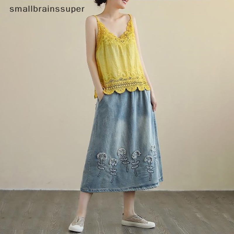 Áo Ren Rỗng Không Tay Dáng Rộng Màu Trơn Phong Cách Dân Tộc Cho Nữ SBS