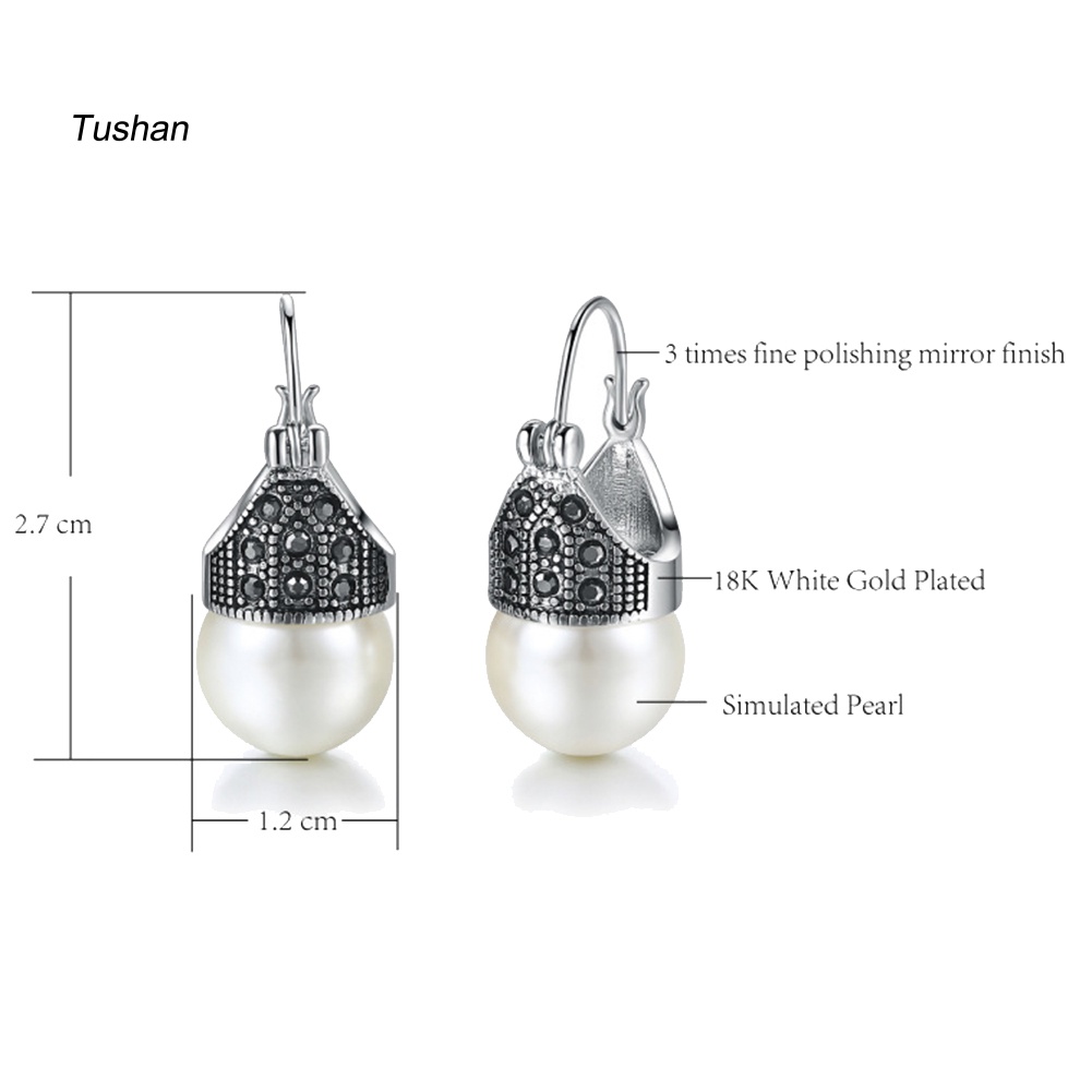 Bông Tai Đính Đá Ngọc Trai Giả Phong Cách Vintage Dành Cho Nữ