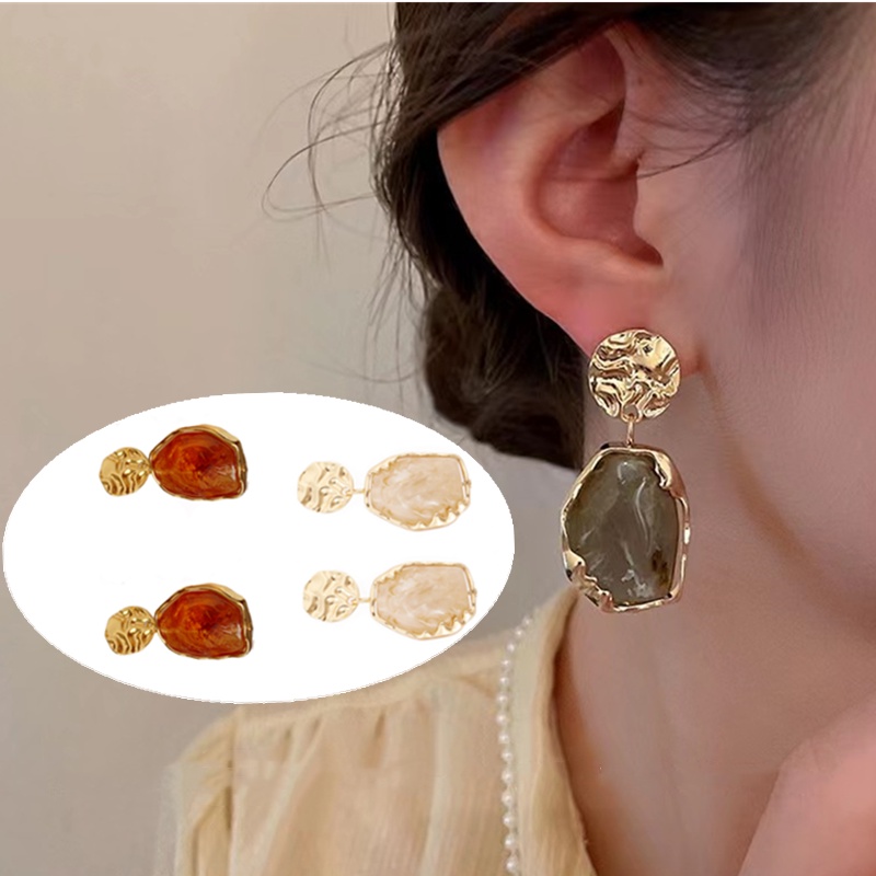 Bông Tai Mạ Bạc 925 Kiểu Hình Học Phong Cách Hàn Quốc Cổ Điển Sang Trọng Thời Trang Cho Nữ