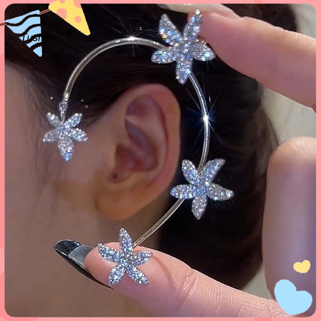 1 Khuyên Kẹp Vành Tai Mạ Điện Hình Hoa Đính Đá Lấp Lánh