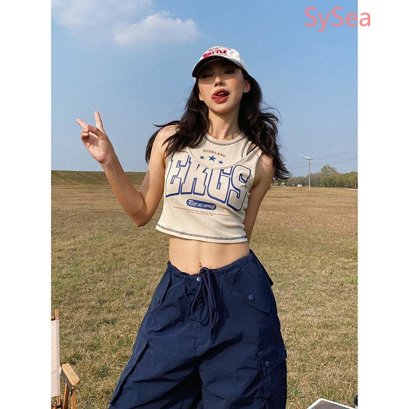 Áo Hai Dây In Họa Tiết Phong Cách Retro Mỹ Cho Nữ