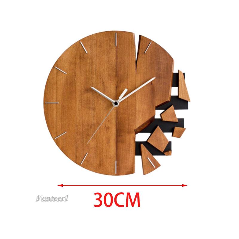 [Fenteer1] Đồng Hồ Treo Tường Hình Tròn Họa Tiết Trừu Tượng Hiện Đại Bằng Gỗ