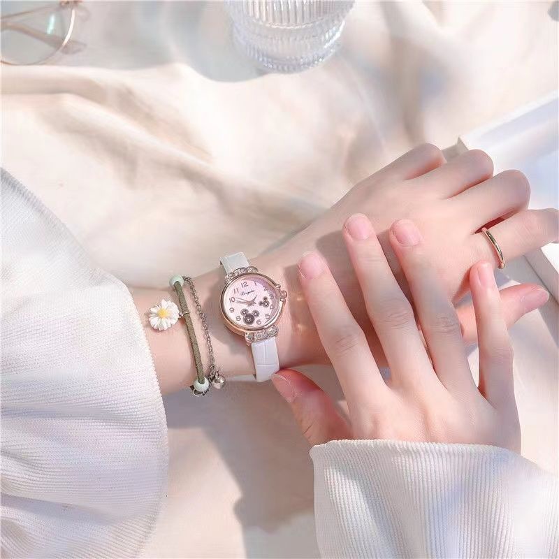 Đồng Hồ Đeo Tay Họa Tiết Hoạt Hình Mickey Đính Đá Dễ Thương Chống Thấm Nước Phong Cách Hàn Quốc Cho Bé Gái