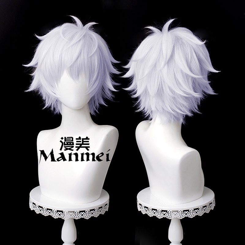 Anime Gojo Satoru Cosplay Jujutsu Kaisen Cosplay 32cm Christmas Silver Purple Wig Cosplay Anime Wigs Heat Resistant Synthetic Wigs