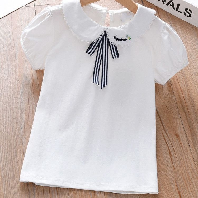 Áo Thun polo Cotton Nguyên Chất Tay Ngắn Cổ Búp Bê Phong Cách Công Chúa Thời Trang Mùa Hè Hàng Mới Dành Cho Bạn Gái H52R