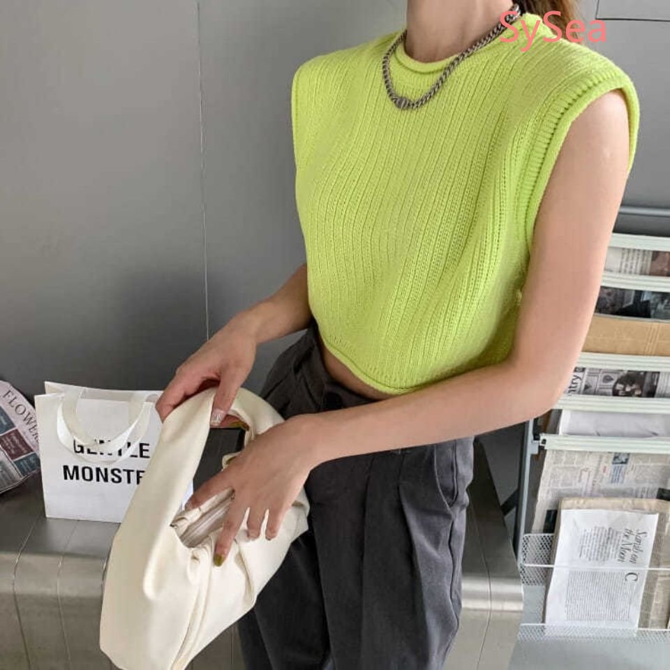 Áo Dệt Kim Không Tay Plus Size Phong Cách Hàn Quốc Cho Nữ